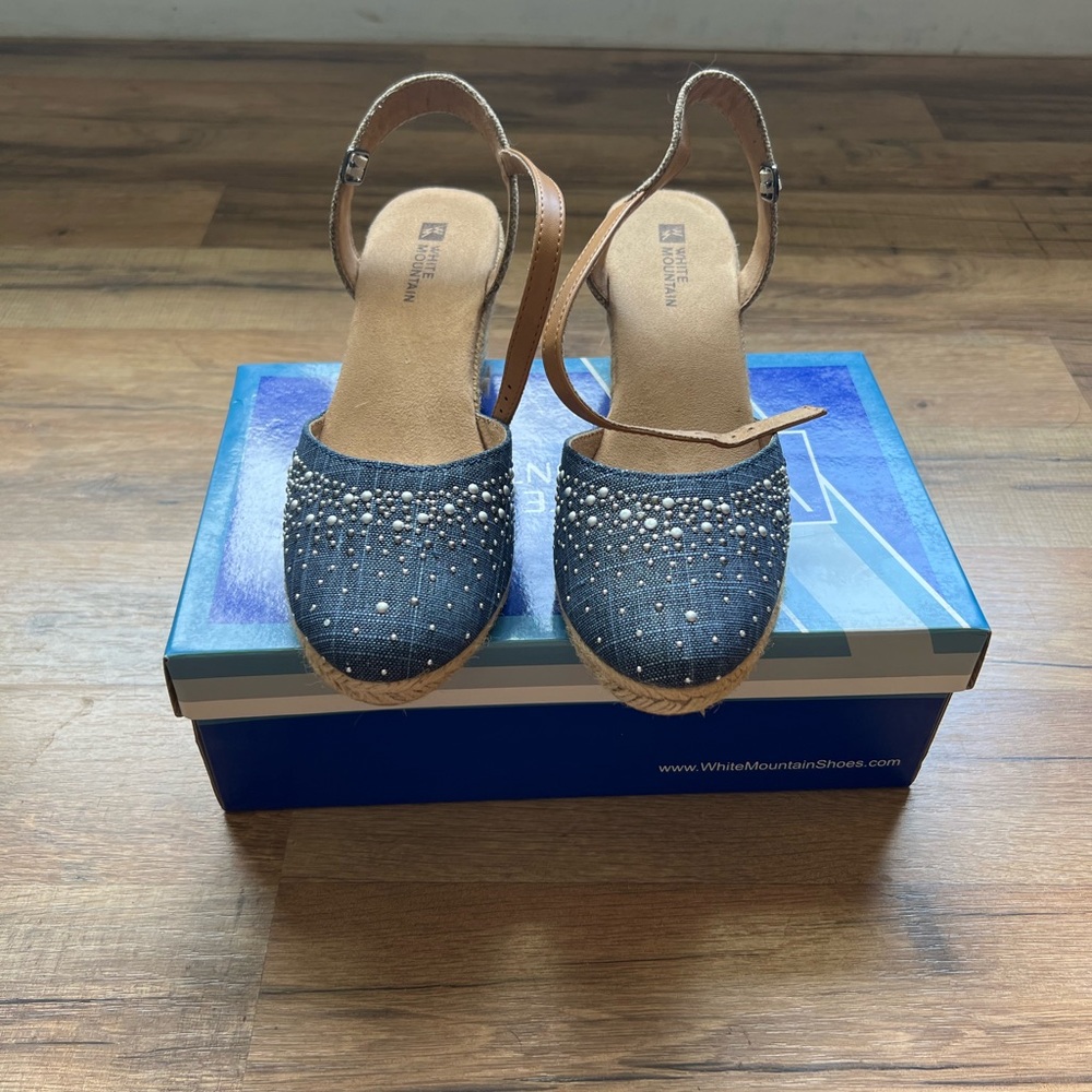 White Mountain Blue Espadrilles with Ankle Strap